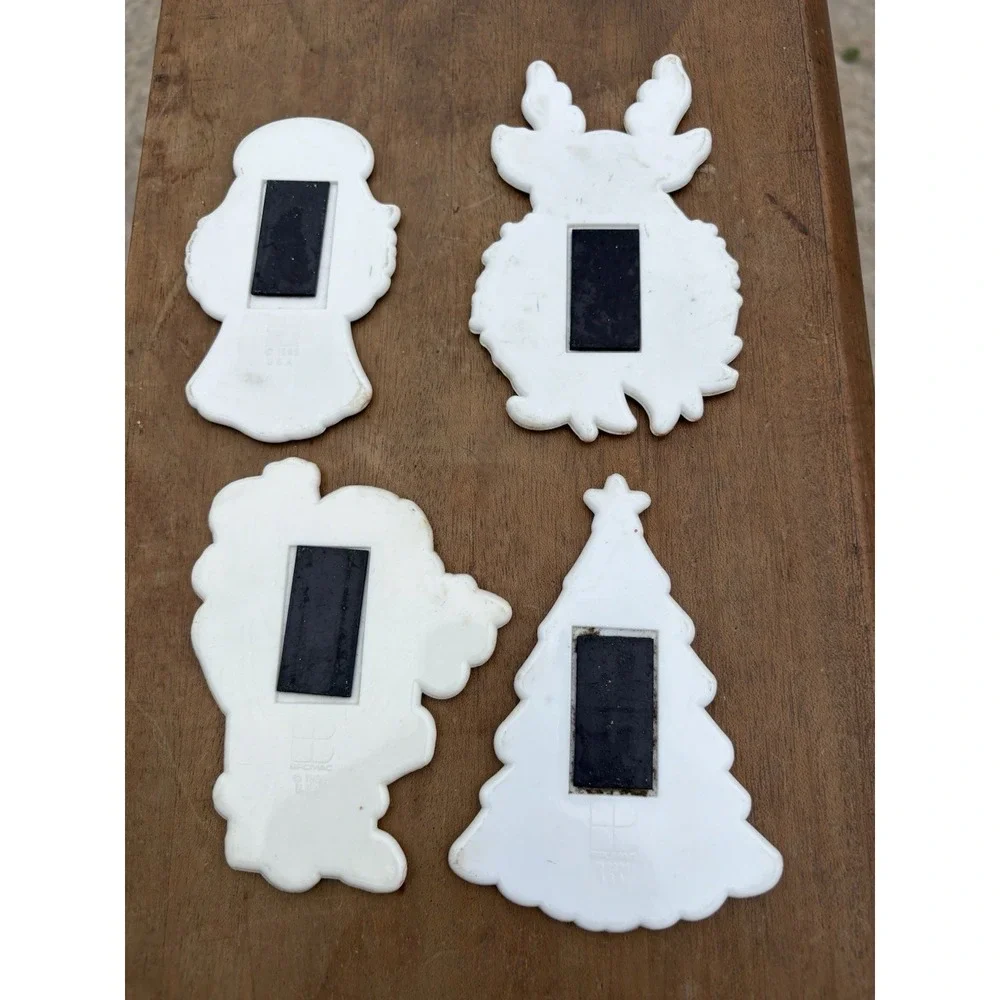 Lot of 4 Vintage Christmas Holiday Refrigerator Magnets Santa Angel Tree Rudolph